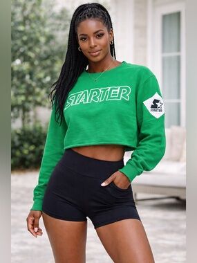 STARTER Green Crewneck Sweatshirt with Black Label